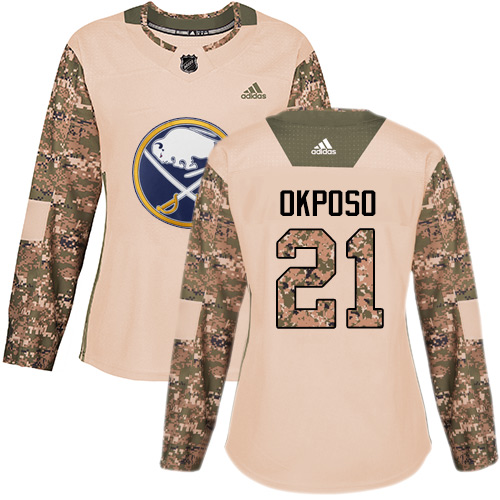 Adidas Sabres #21 Kyle Okposo Camo Authentic Veterans Day Women's Stitched NHL Jersey - Click Image to Close